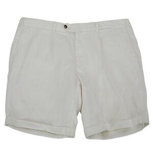 Suitsupply Shorts Mens 40 White Bennington Pleat Cotton Linen Herringbone Fit 37